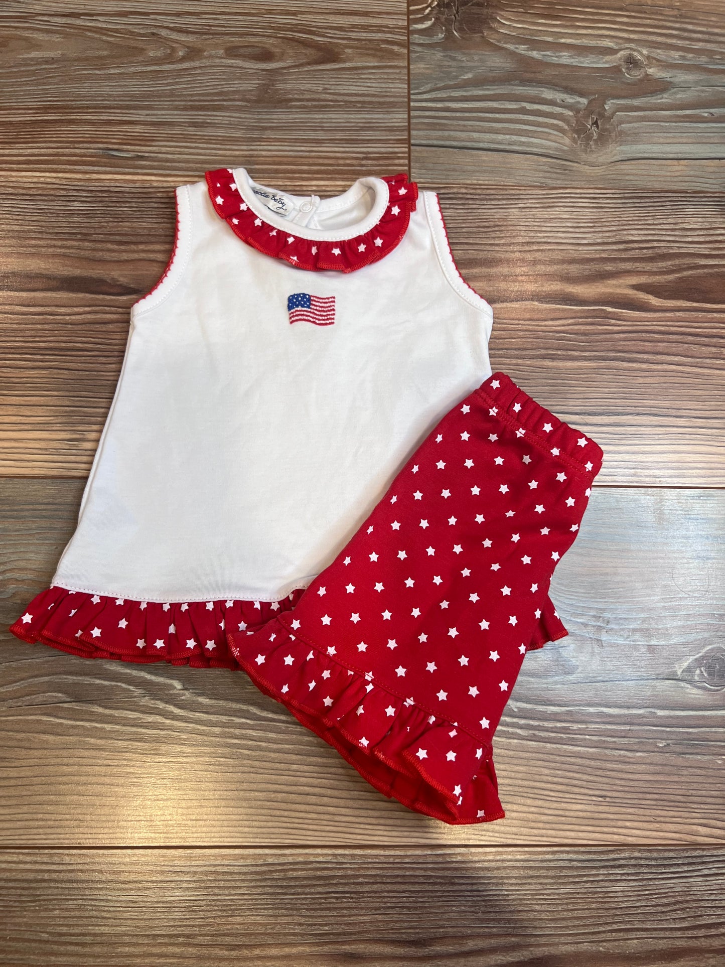 Embroidered Flag Ruffle 2 Piece