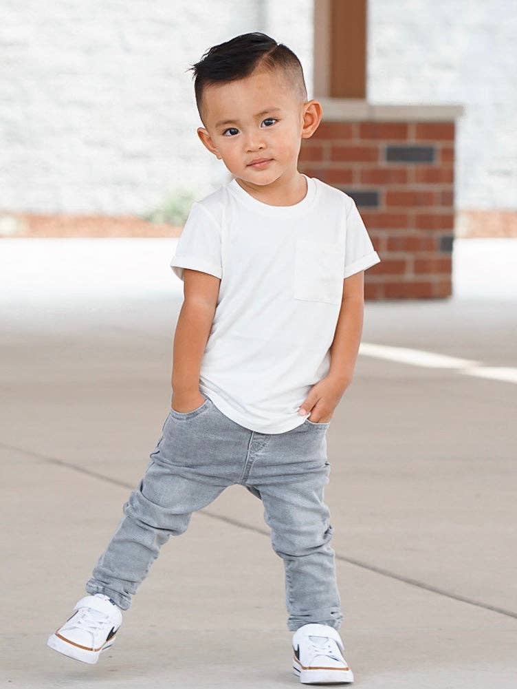 Little Bipsy - Grey Wash Denim: 3-4T