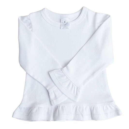 SK Blanks - Long Sleeve Ruffle Shirt: White / 2