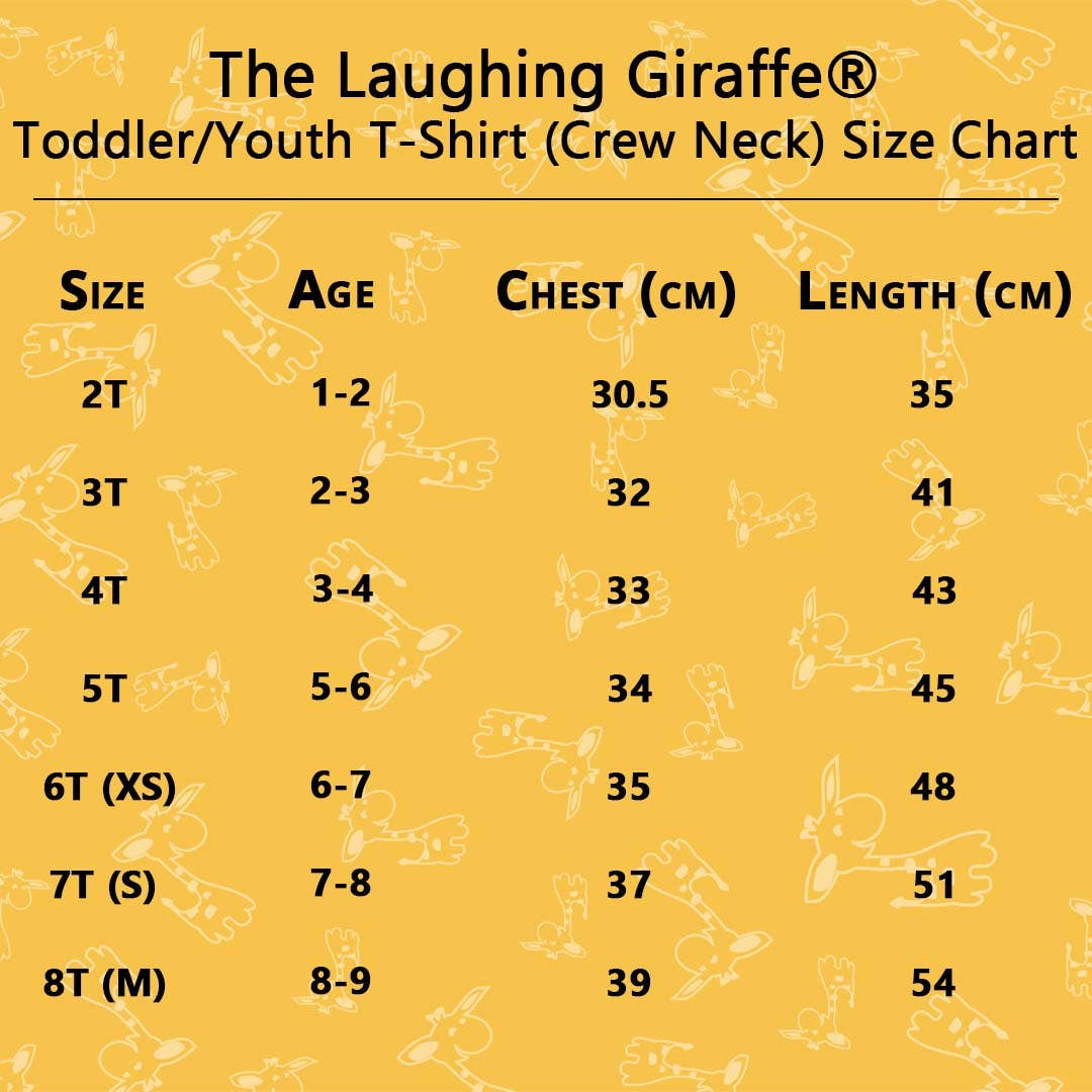 Laughing Giraffe - Toddler & Kids T-Shirt  | Tear Away Labels | Open Sizing: White / Medium (8)