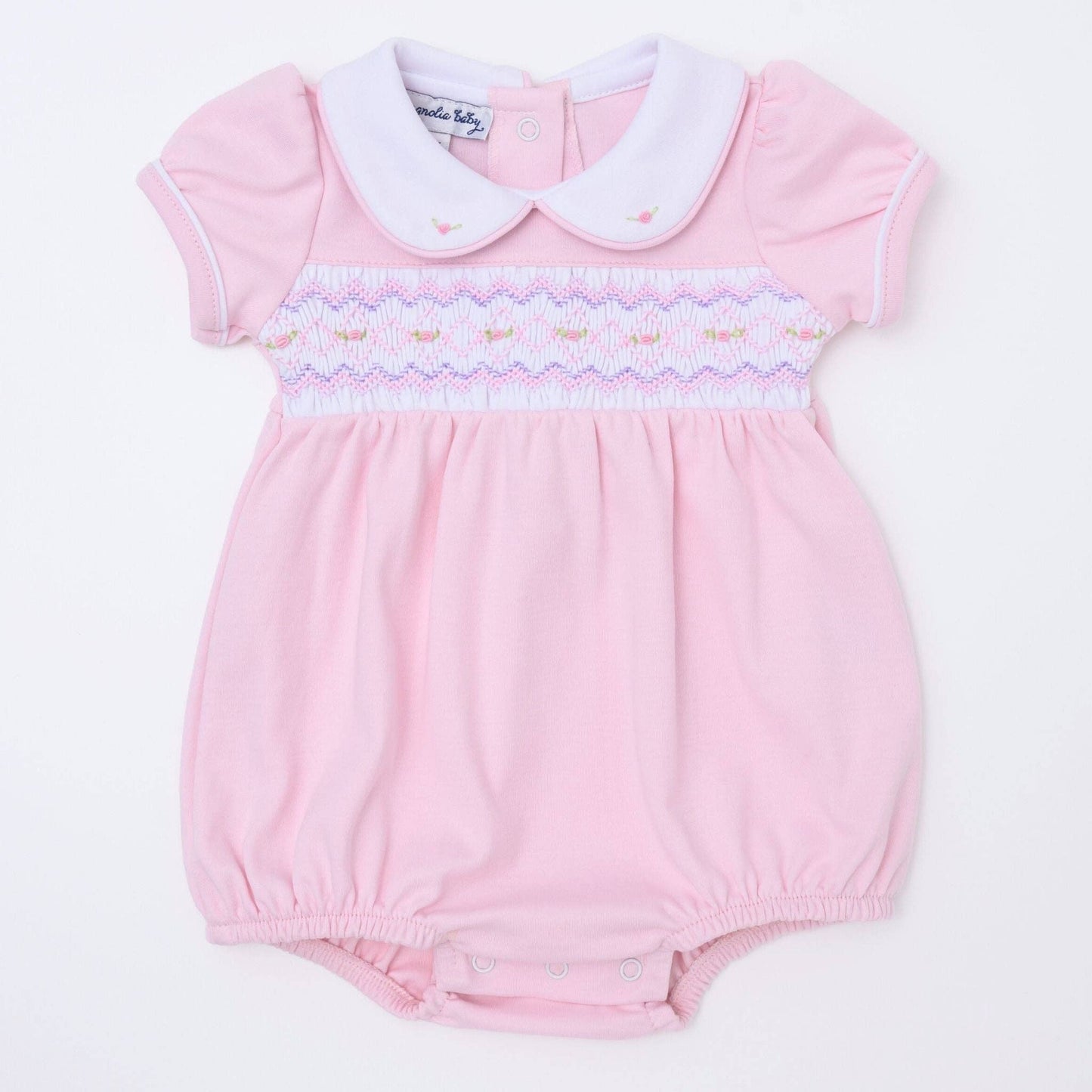 Magnolia Baby - Hazel Smocked Bubble - Pink: 9 Months
