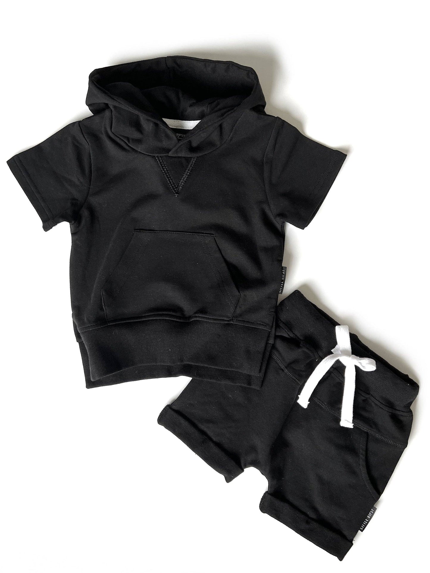 Little Bipsy - Short Sleeve Hoodie - Black: 7Y