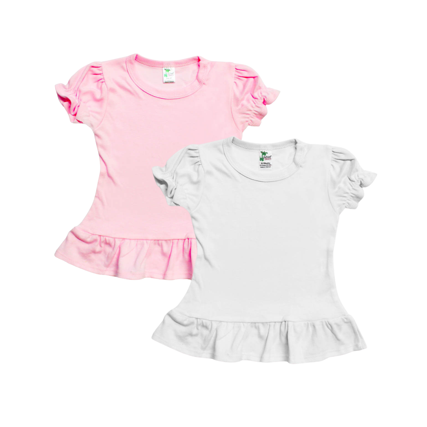 Laughing Giraffe - Toddler & Kids Puff Sleeve Ruffle Peplum Top | Open Sizing: XS (6T) / White