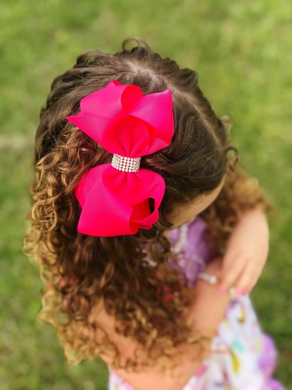 Lazos para el cabello con nudo central y diamantes de imitación de gran tamaño: Rojo