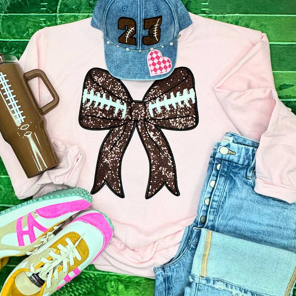 Sequins Football Bow Patch