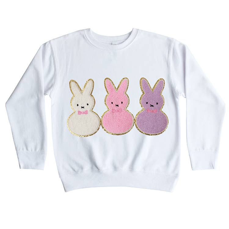 Sparkle Sisters by Couture Clips - Chenille Bunny Trio Sweatshirt: Pink / 2