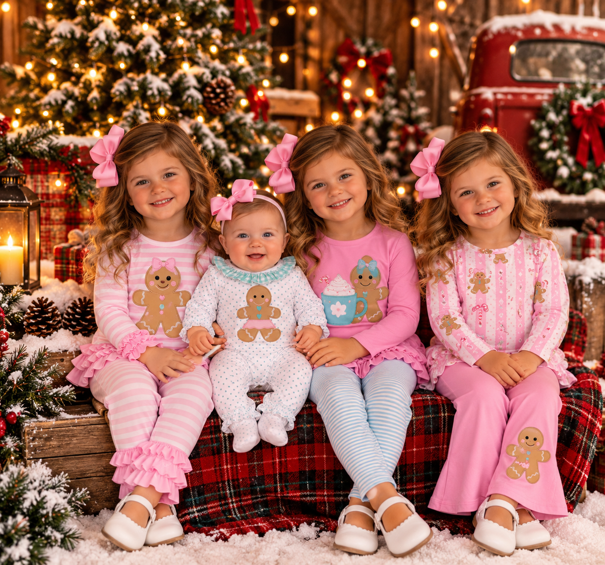 Embroidered Gingerbread Ruffle Set
