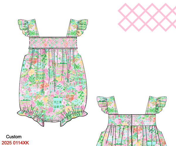 Palm Paradise Smocked Bubble
