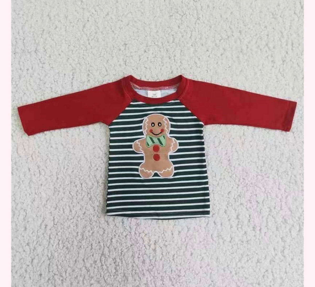 Embroidered Striped Gingerbread Long Sleeve