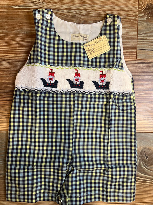 Classy Couture Smocked Pirate Ship Shortall