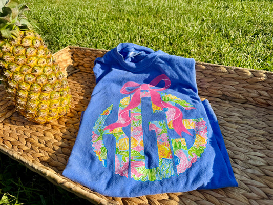 Preppy Beach Scallop Monogram with Bow T