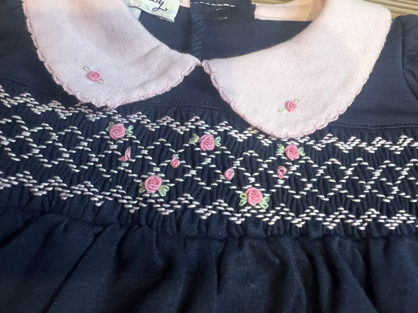 Smocked Rosette with Peter Pan Collar