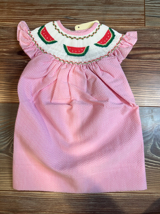 Classy Couture Smocked Bishop Watermelon Dress