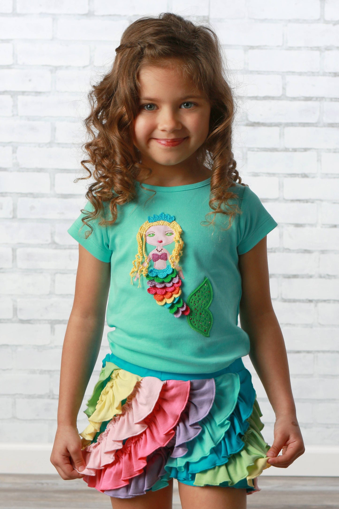 Lemon Loves Lime Boutique - GIRL-Rainbow Mermaid Tee: 8YR