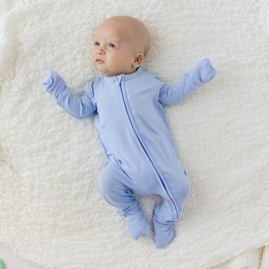 Laree + Co. - Lillian Trisomy 18 Blue Bamboo Convertible Footie (Restock): 0_3M