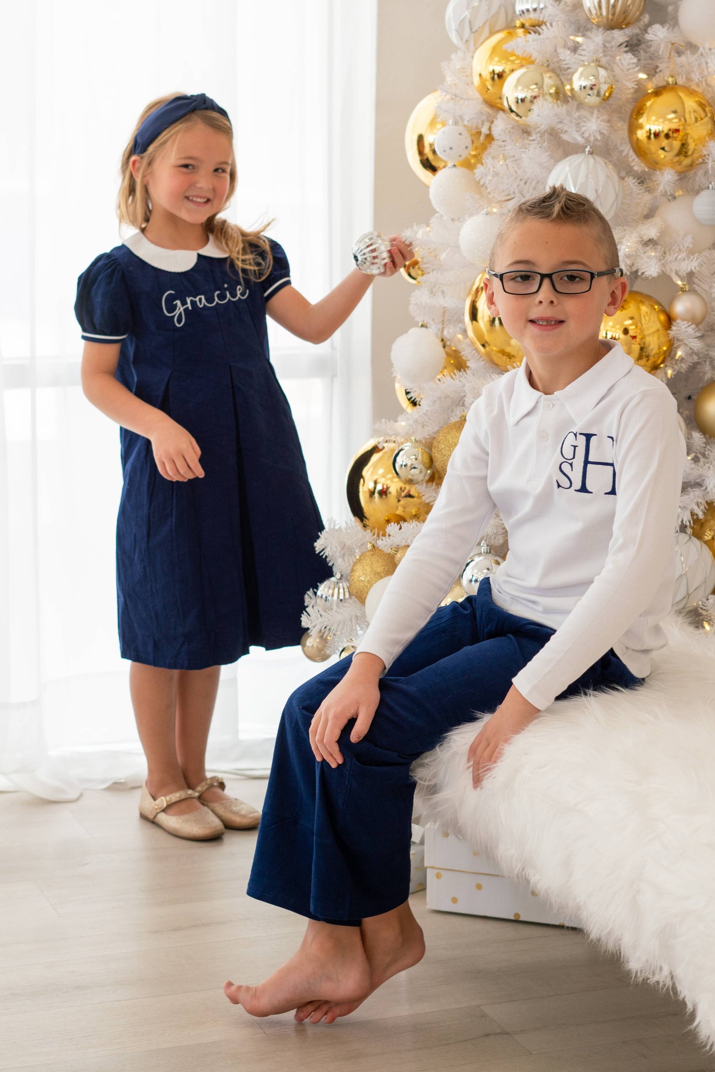 Love That Cotton - Pleated Peter Pan Collar Dress - Navy Corduroy: 8