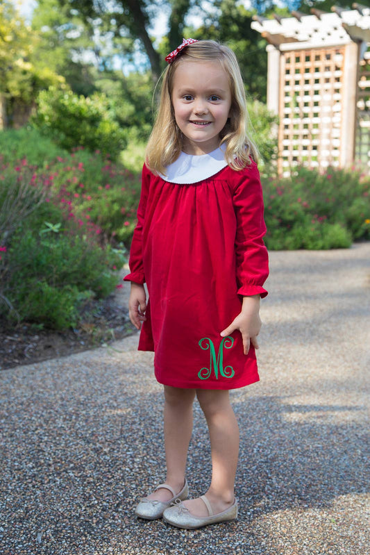 Love That Cotton - Corduroy Bishop Dress - Red: 8