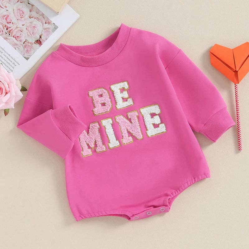 Sparkledots - Valentine's Day - Infant Onesie Romper - Be Mine (Chenille Letters): Pink / 6M