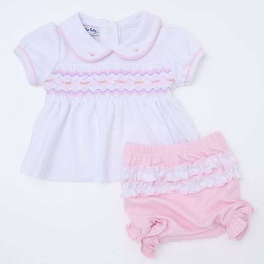 Magnolia Baby - Hazel Smocked Diaper Cover Set - Pink: 12 Months