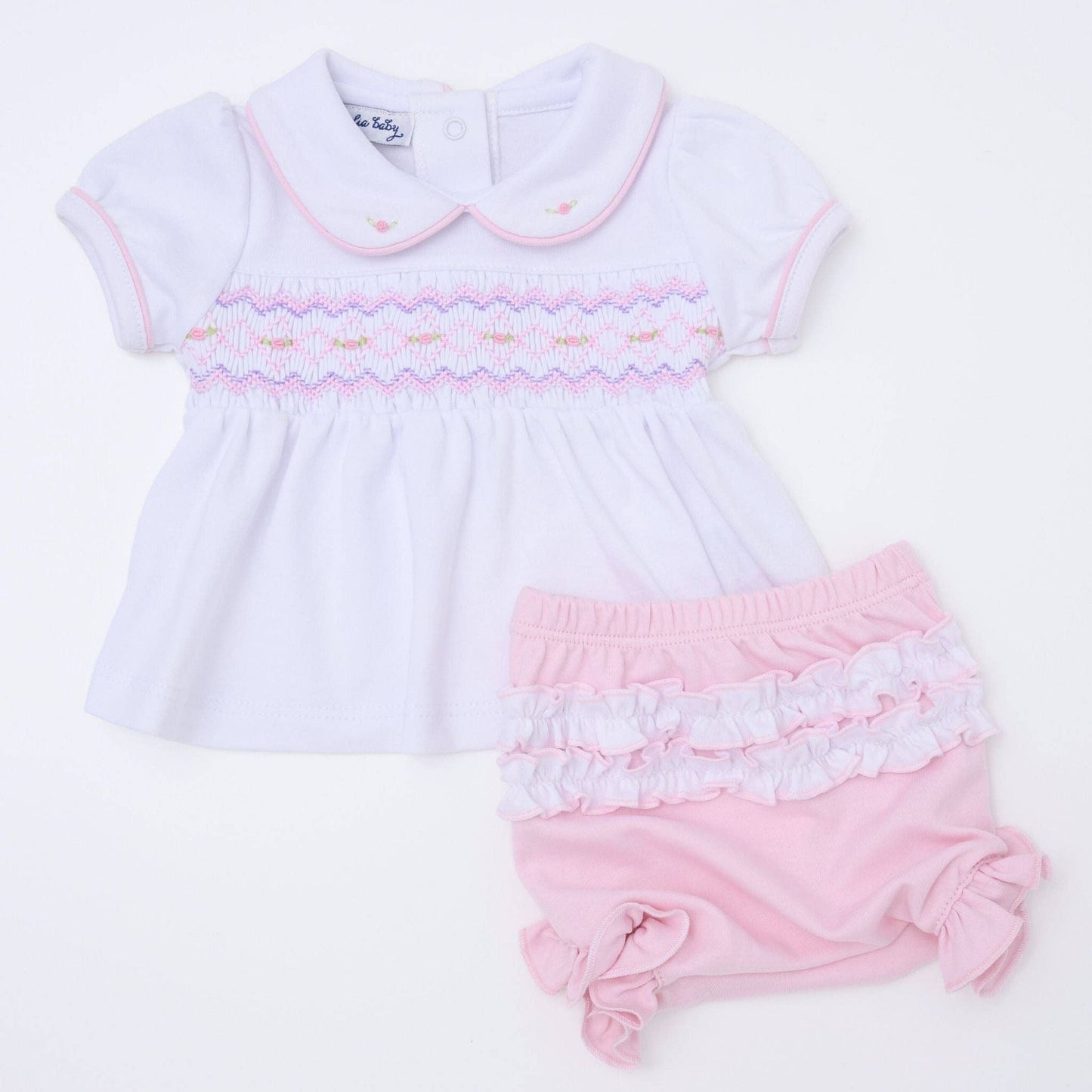 Magnolia Baby - Hazel Smocked Diaper Cover Set - Pink: 3 Months