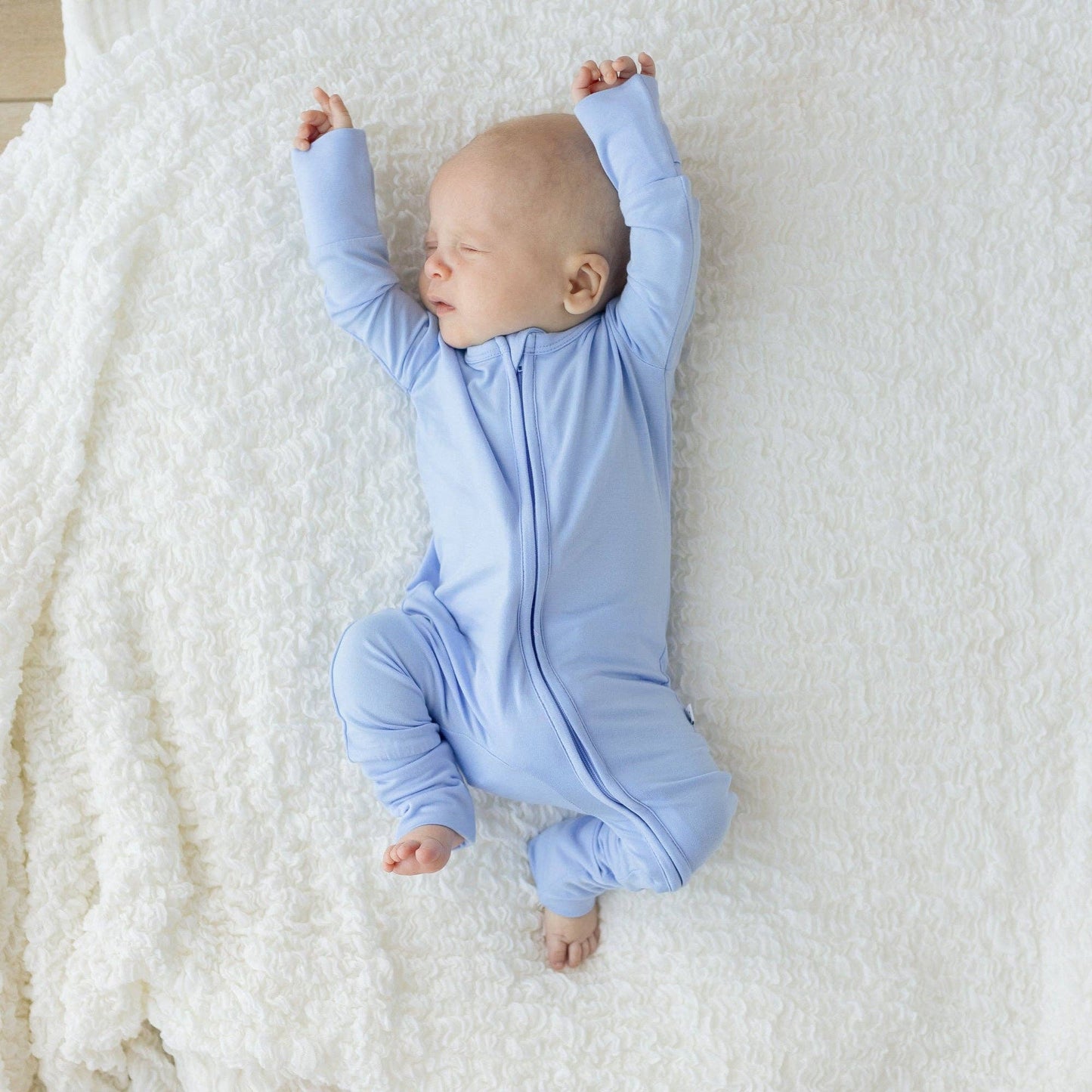 Laree + Co. - Lillian Trisomy 18 Blue Bamboo Convertible Footie (Restock): 0_3M