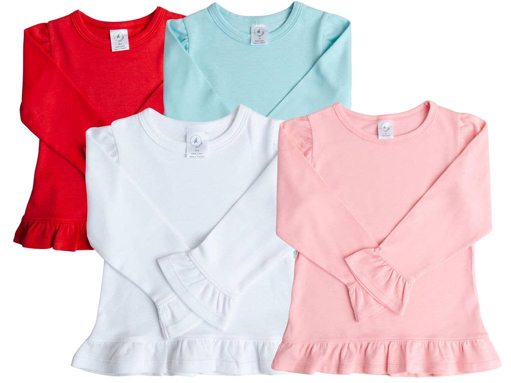 SK Blanks - Long Sleeve Ruffle Shirt: White / 2