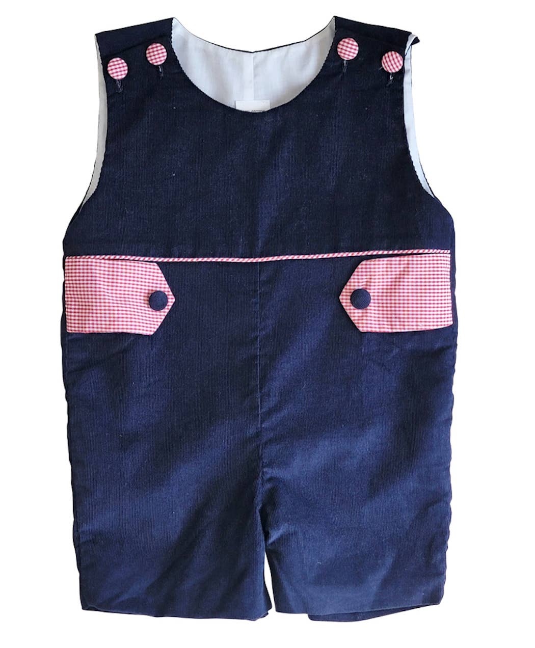 Marco and Lizzy - Cherries Red and Navy Blue Corduroy boy 2 piece overall set: 2T