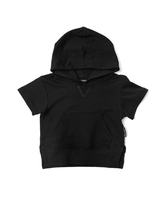 Little Bipsy - Short Sleeve Hoodie - Black: 7Y