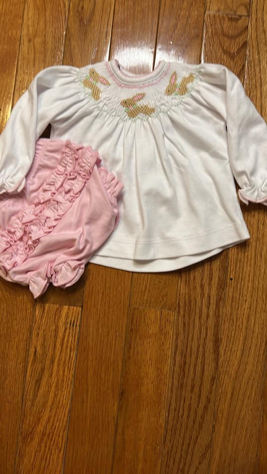 Hop Little Bunnies Smocked Bummies Set