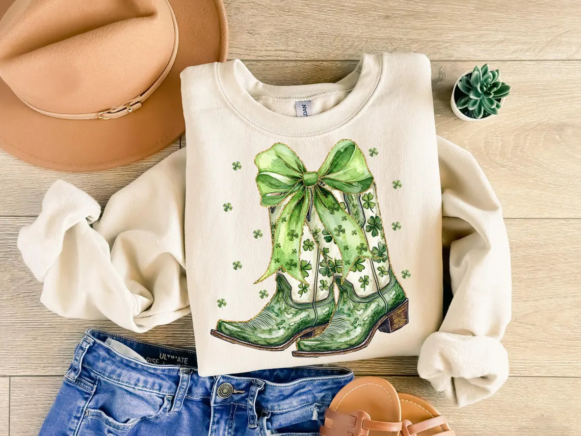 Clover Cowgirl Boots with Bow