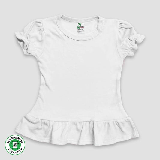 Laughing Giraffe - Toddler & Kids Puff Sleeve Ruffle Peplum Top | Open Sizing: M (8T) / White