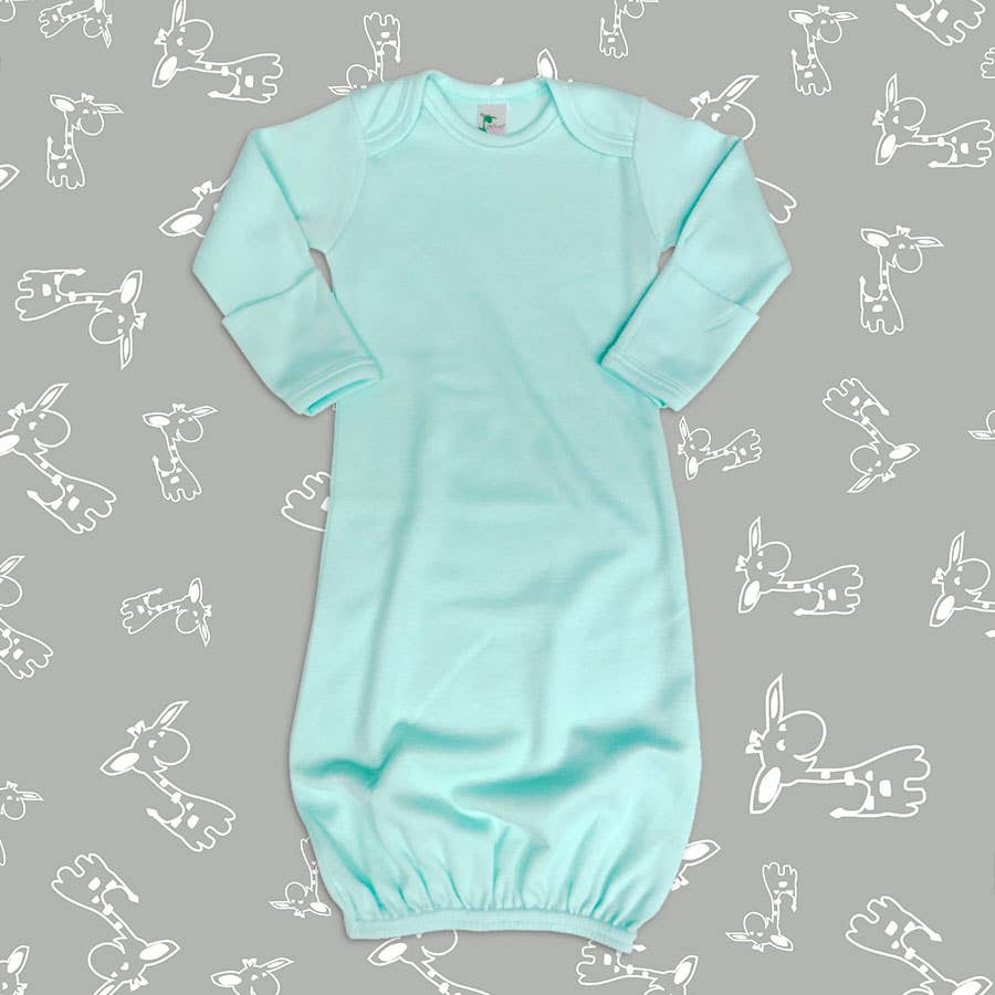 Laughing Giraffe - Baby Sleeping Gown  Fold Over Mittens | Open Sizing: Mint Green / 0-3 months