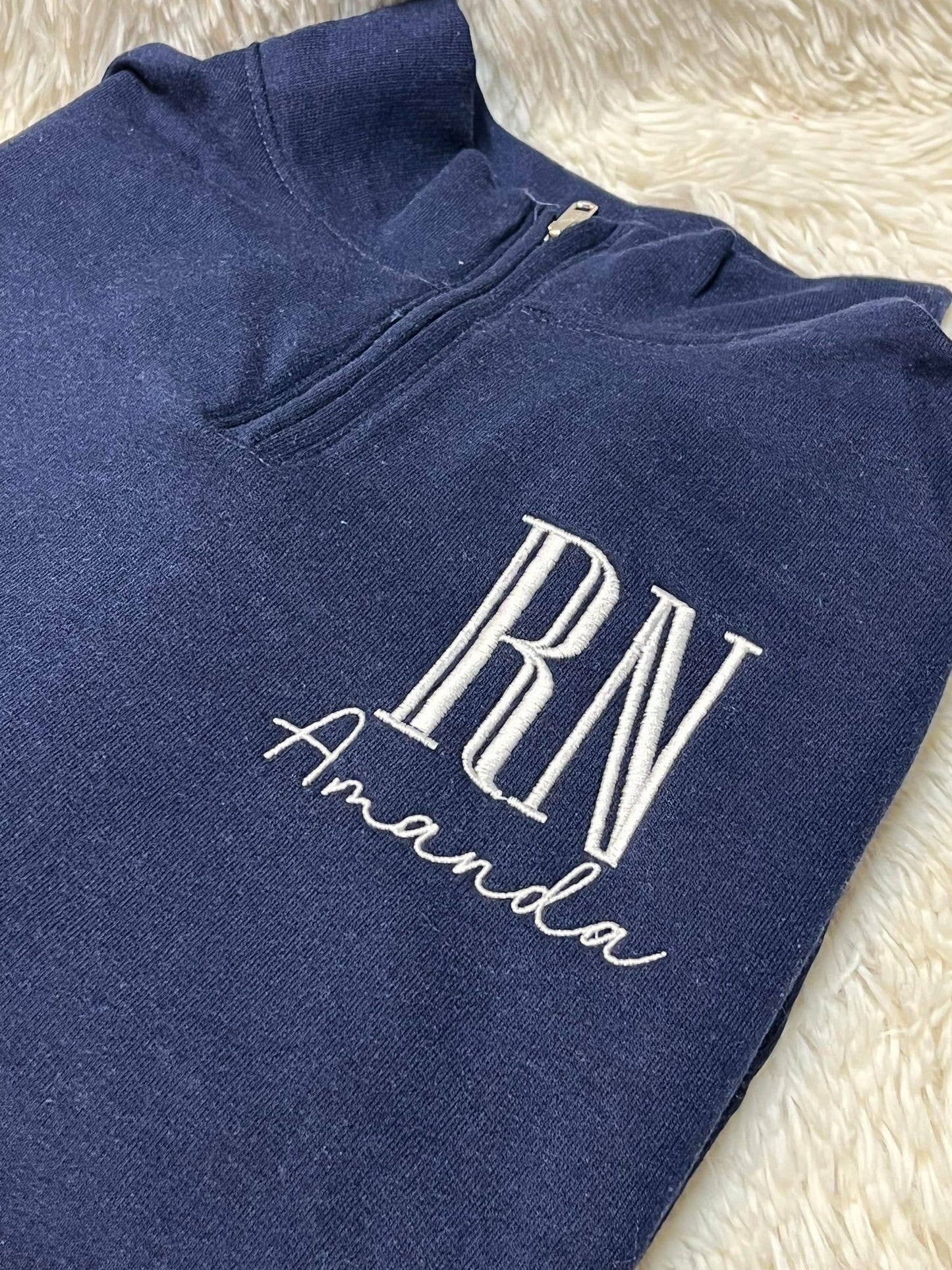 April's Sew Vinyl - Embroidered Nurse or Doctor Acronym with Personalized Name o: M / Navy