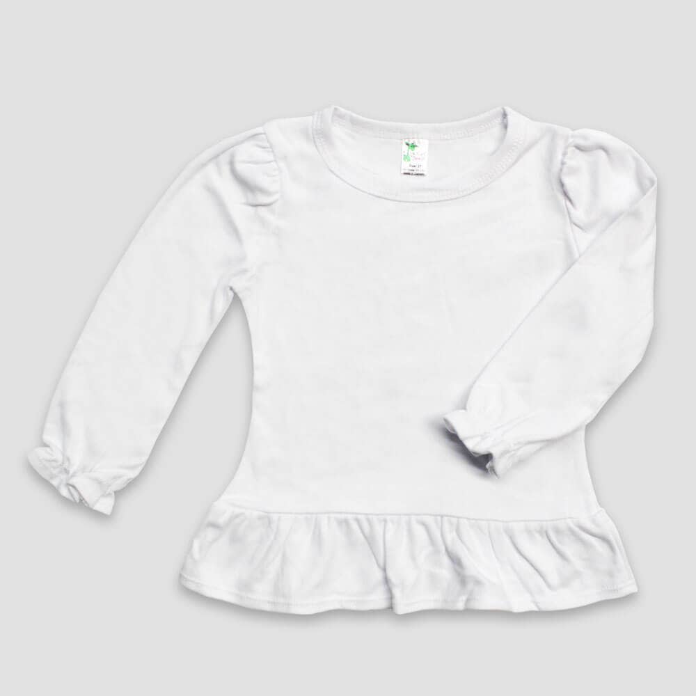 Laughing Giraffe - Toddler & Kids Puff Long Sleeve Ruffle Hem Top | Open Sizing: XS (6T)