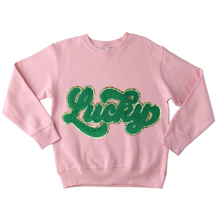 Sparkle Sisters by Couture Clips - Chenille Lucky Sweatshirt: Pink / 5/6