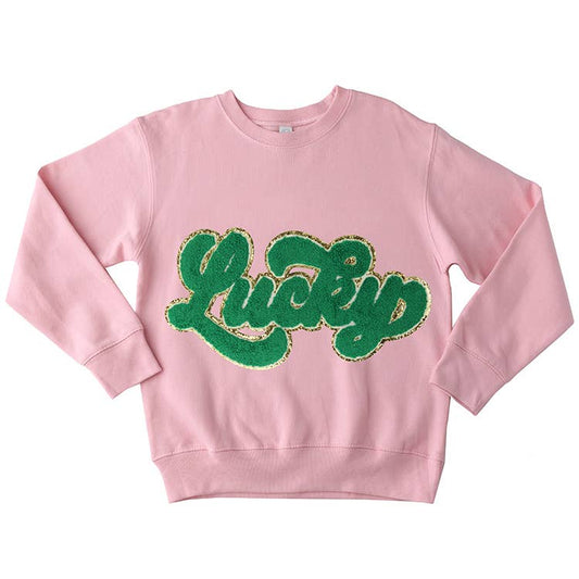 Sparkle Sisters by Couture Clips - Chenille Lucky Sweatshirt: Pink / 2