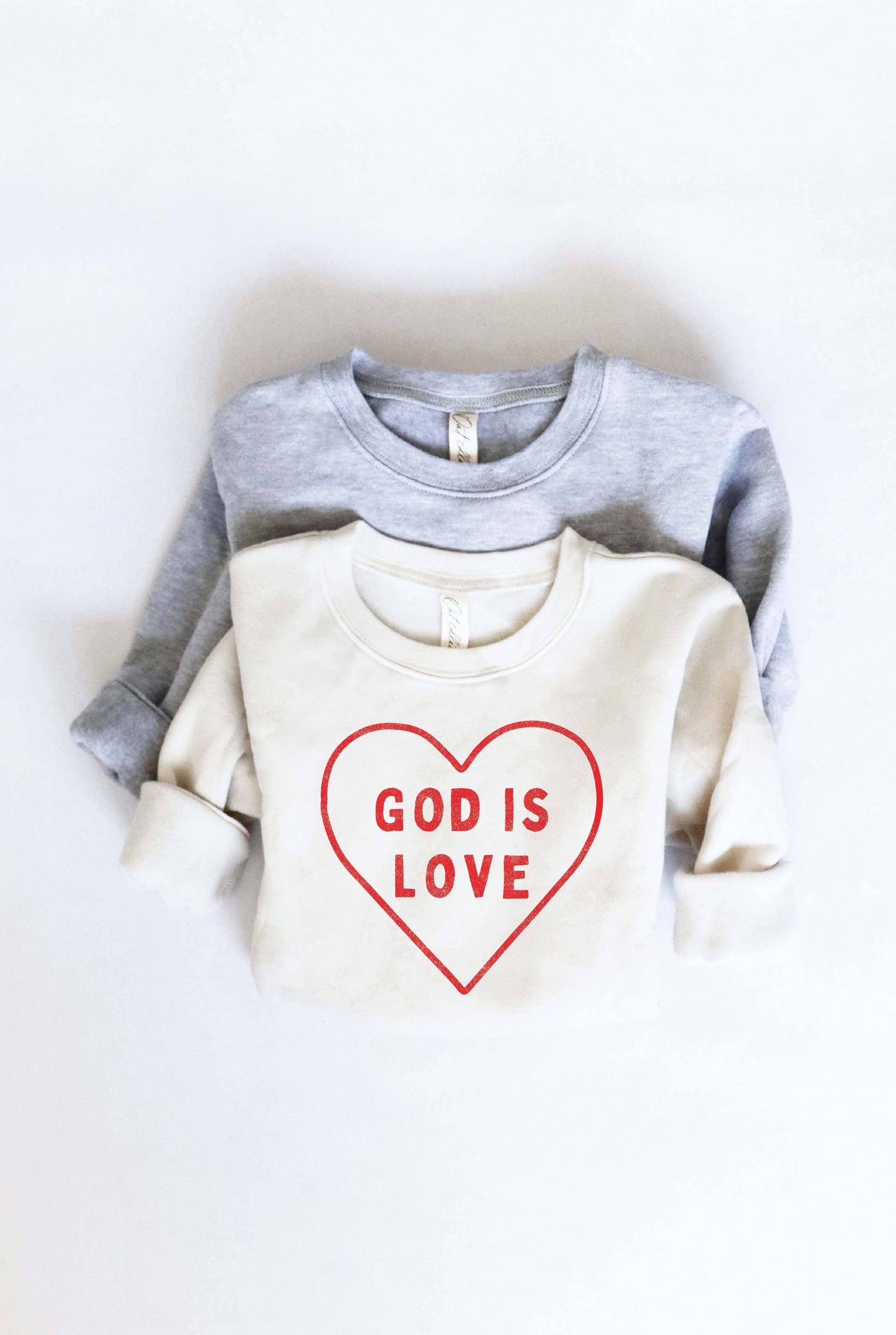 OAT COLLECTIVE - GOD IS LOVE Toddler Unisex Graphic Sweatshirt: HEATHER DUST / 4T