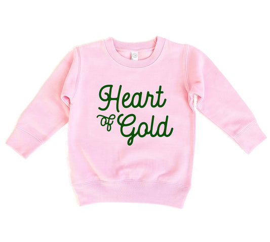 Holland Ave Clothing - Heart of Gold | Kids St. Patrick's Day Sweatshirt: 5/6 / Pink